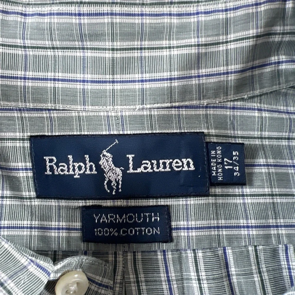 Polo Ralph Lauren Men's 17 34/35‎ Green Yarmouth Shirt Cotton Oxford Button Down